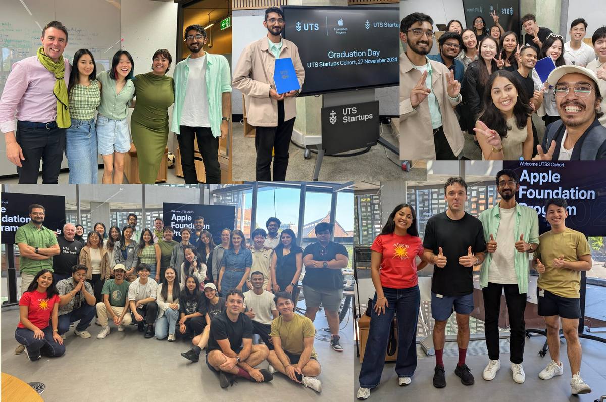 Graduation Day for the UTS Startups Cohort, 27 November 2024: the team, the cohort, and Noah holding his certificate.